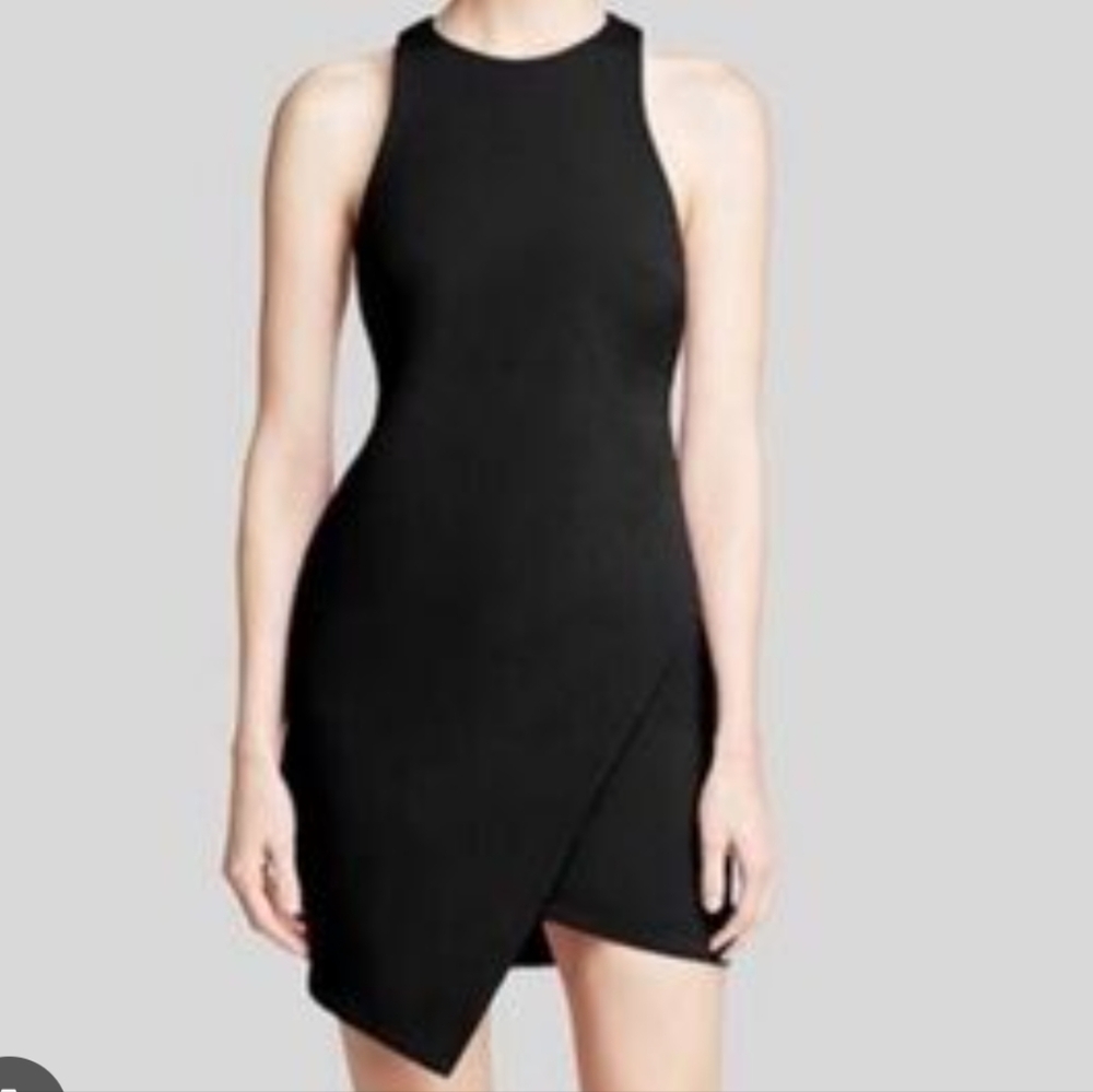 Leith Asymmetrical Black Dress Sleeveless Scoop Neck Keyhole Back Sz M